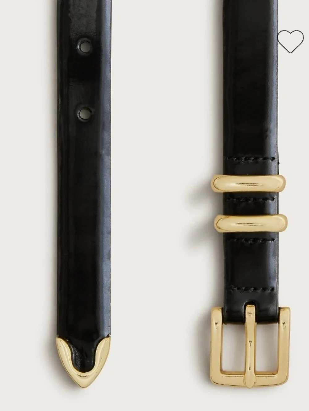 J. Crew Thin Spazzolato Italian Leather Belt - Black, Gold hardware
